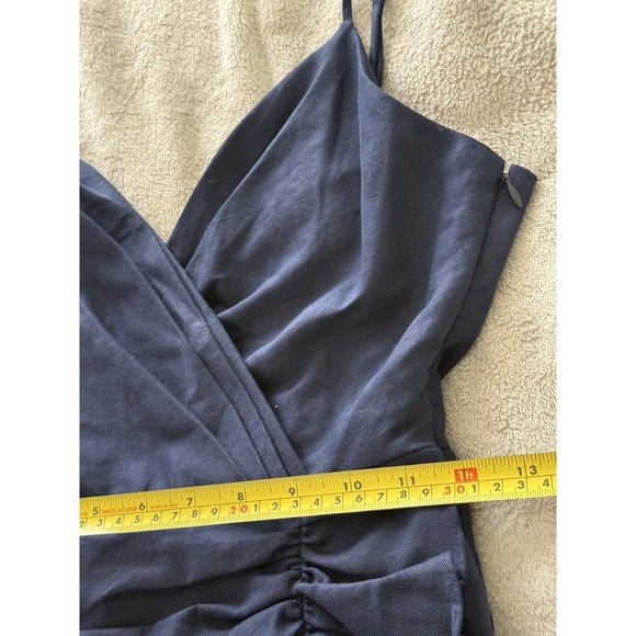 Ramy Brook May Ruched Ruffle Dress, 0 Linen Blend Mini Blue EUC - Picture 8 of 10